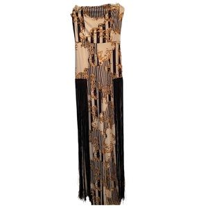 Banjul Strapless Slit leg Black & Gold Jumpsuit M NWT
